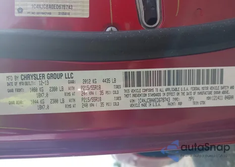 2014 Jeep Compass Altitude из США, поврежденный, VIN 1C4NJCBA0ED678743